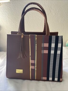 Classic Brown Plaid Tote Handbag - Structured Women’s Bag